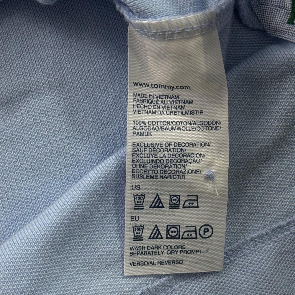 Tommy Hilfiger Polo Shirt Mens Medium Light Blue Cotton Pique Short Sleeve - Picture 5 of 9